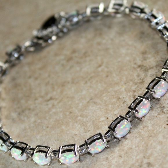 White Fire Opal Oval Bracelet - Picture 2 of 2